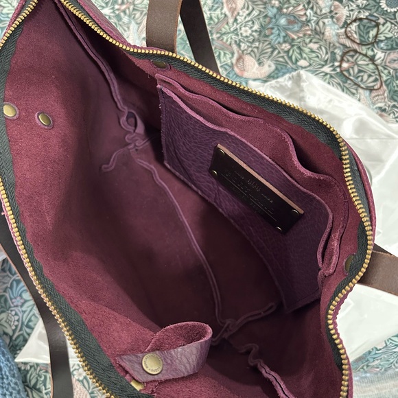 Portland Leather Purple Leather Medium Tote Bag - Picture 3 of 4